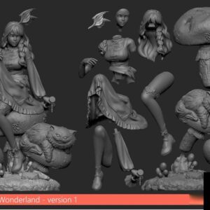 Alice in the Wonderland girl STL File 3D Printing Digital STL File Cartoon Character Female Figure 0012 2