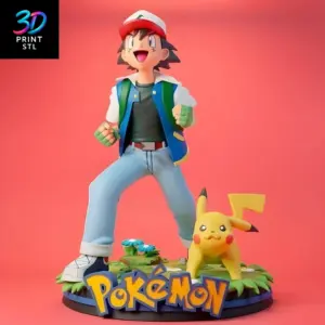 Ash and Pikachu Pokémon | STL File for 3D Printing