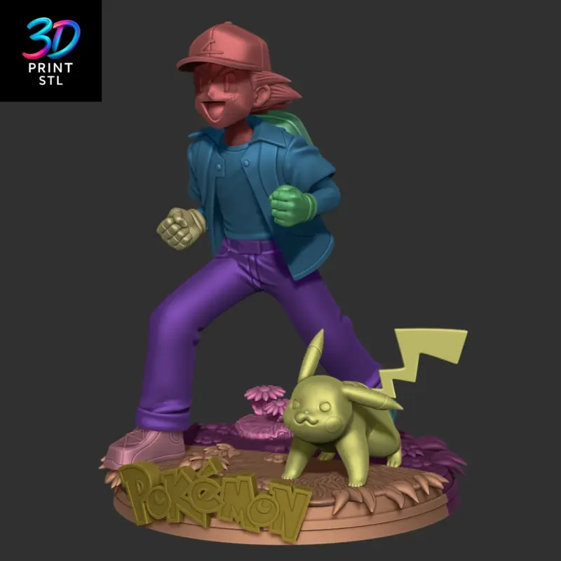 Ash and Pikachu Pokémon | STL File for 3D Printing - Image 3
