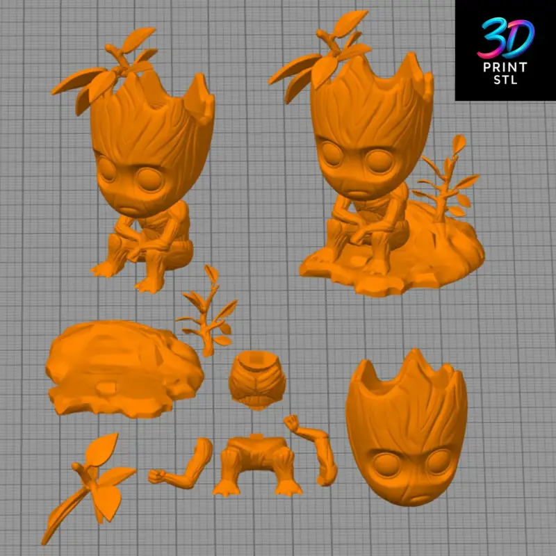Baby Groot Chibi Guardians of the Galaxy | STL File for 3D Printing - Image 3
