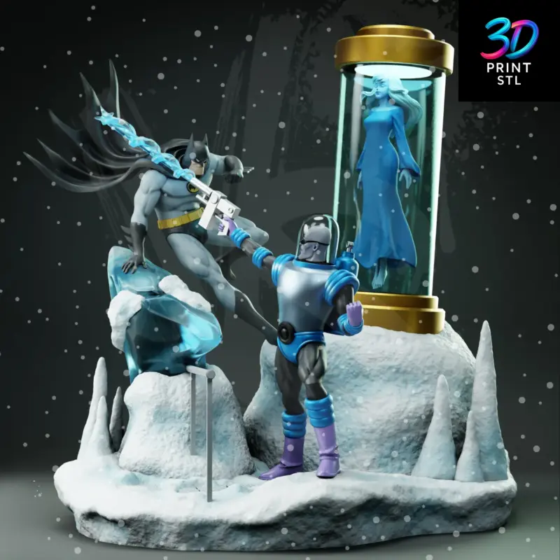 Batman vs Mr. Freeze Diorama DC Comics | STL File for 3D Printing - Image 4