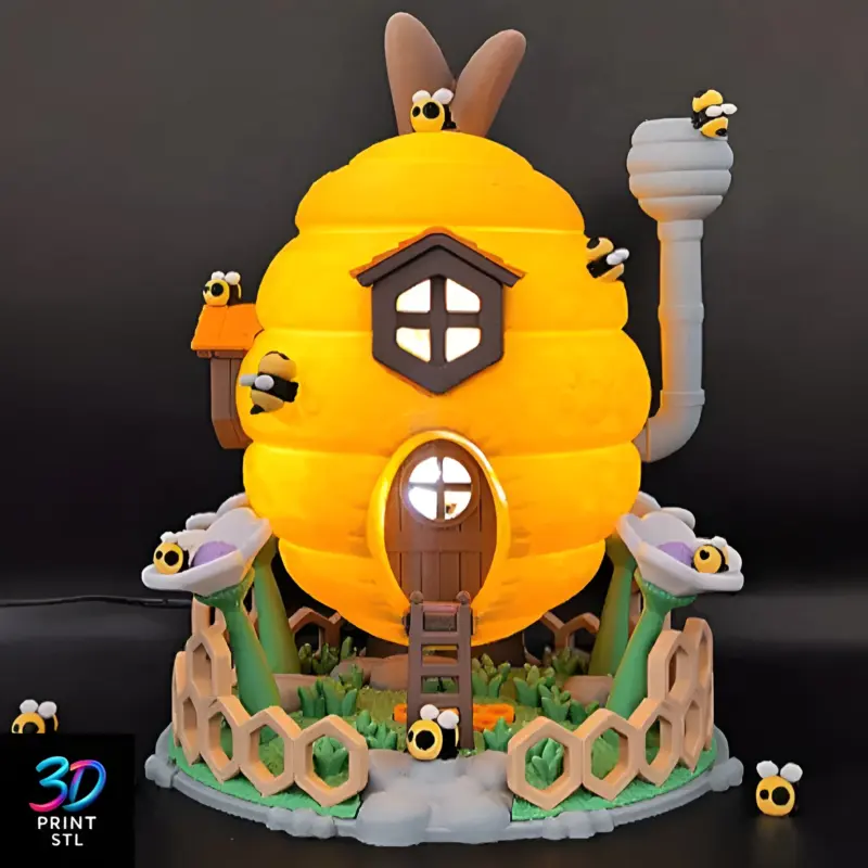 Beehive House Lamp and Box | 3D Print Model | STL