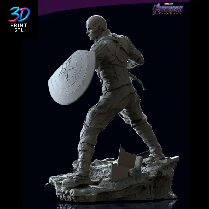 Captain America with Mjolnir Marvel | 3D Print Model | STL - Image 3