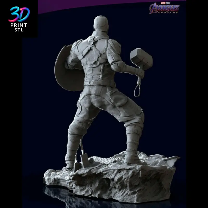Captain America with Mjolnir Marvel | 3D Print Model | STL - Image 4