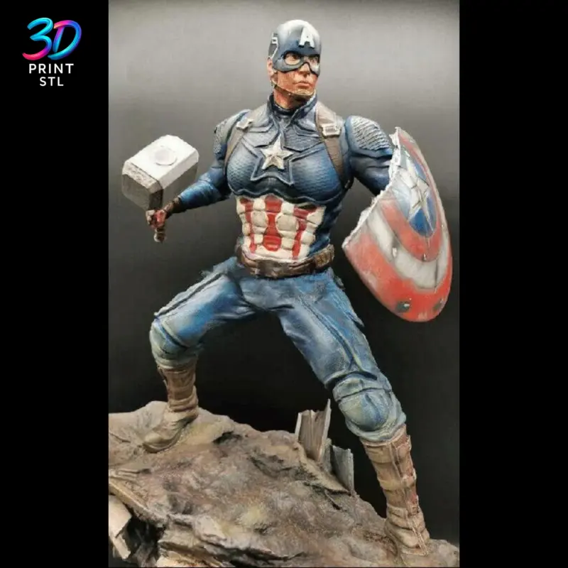 Captain America with Mjolnir Marvel | 3D Print Model | STL - Image 5