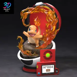 Charmander in Pokéball Diorama Pokémon | STL for 3D Printers