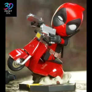Deadpool on Vespa Chibi Marvel | STL File for 3D Printing