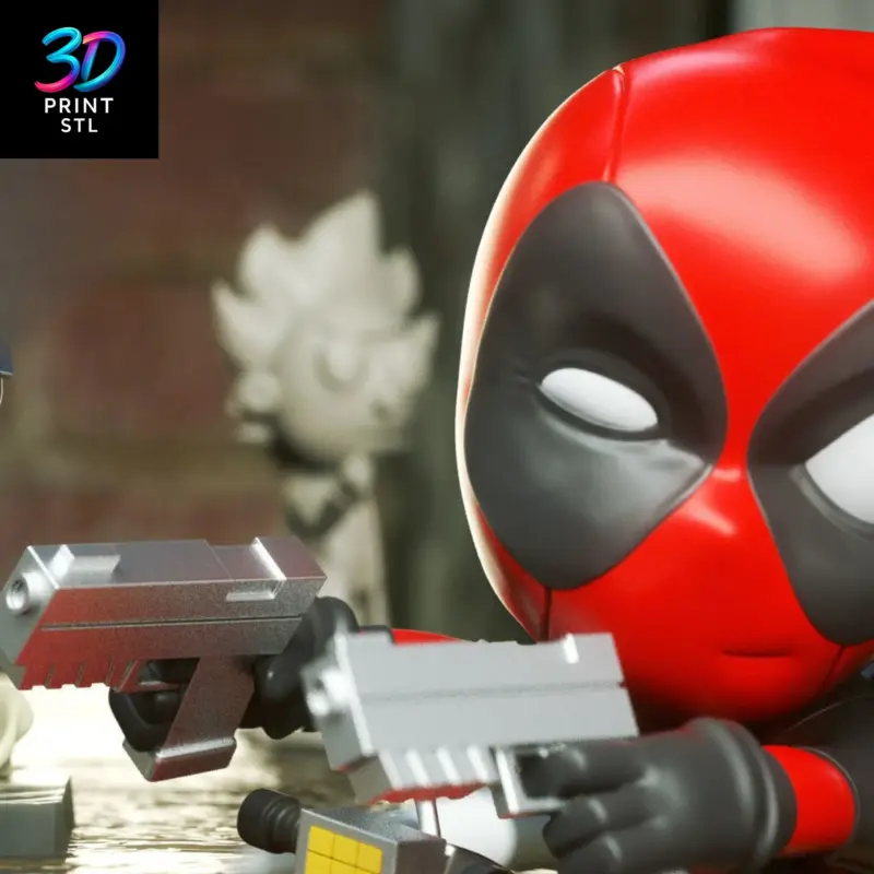 Deadpool on Vespa Chibi Marvel | STL File for 3D Printing - Image 2