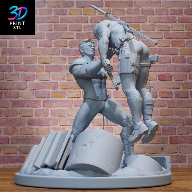Deadpool vs Wolverine Diorama Marvel | STL for 3D Printers - Image 2