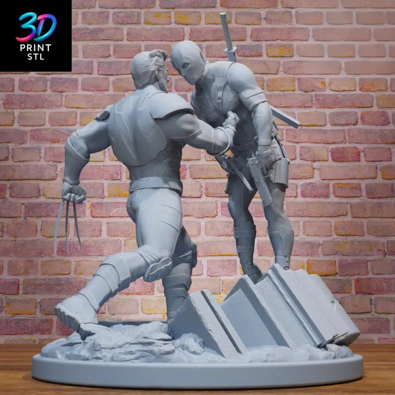 Deadpool vs Wolverine Diorama Marvel | STL for 3D Printers - Image 3