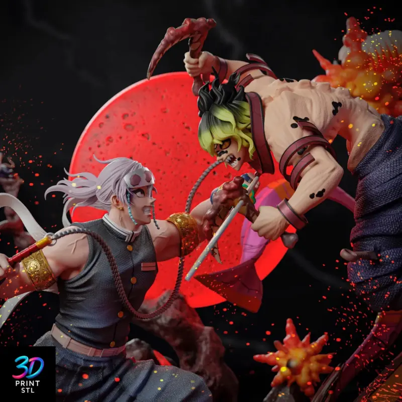 Uzui vs Gyutaro Diorama | Demon Slayer STL 3D Print File - Image 2