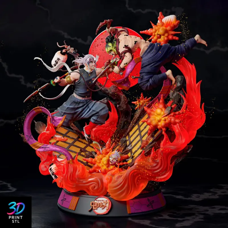 Uzui vs Gyutaro Diorama | Demon Slayer STL 3D Print File - Image 3