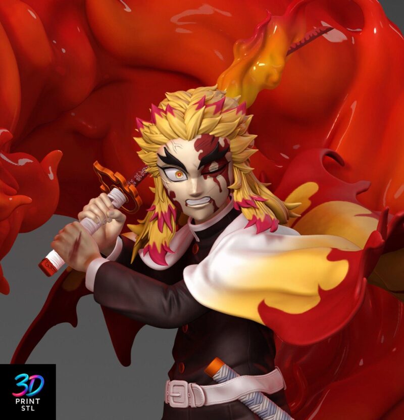 Rengoku Flame Hashira Figure – Demon Slayer 3D Print STL