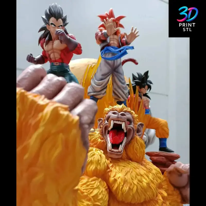 Gogeta & Golden Great Ape Diorama Dragon Ball GT | STL File for 3D Printing - Image 2