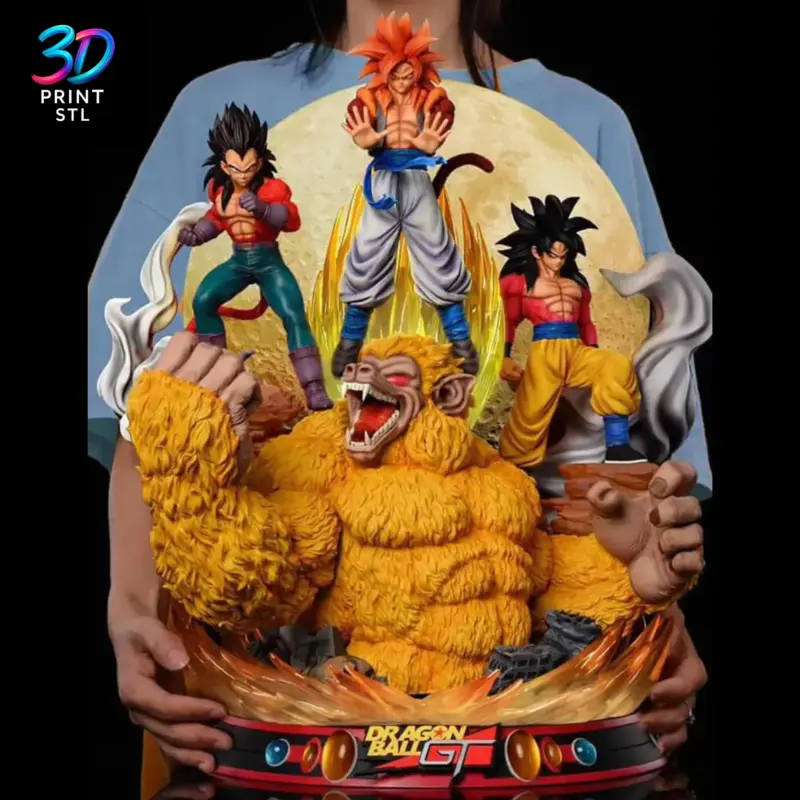 Gogeta & Golden Great Ape Diorama Dragon Ball GT | STL File for 3D Printing - Image 5