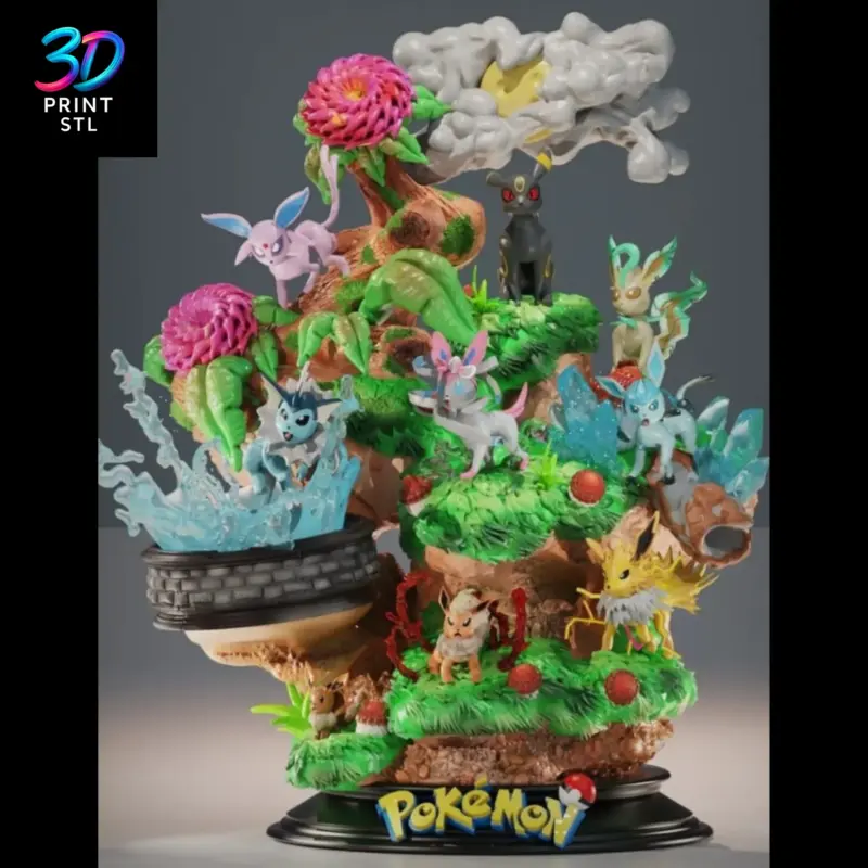 Eevee Evolutions Diorama Pokémon | 3D Print Model | STL