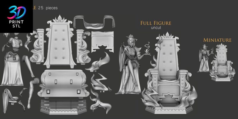 Azula Fantasy Warrior Figure | STL 3D Print File - Image 2