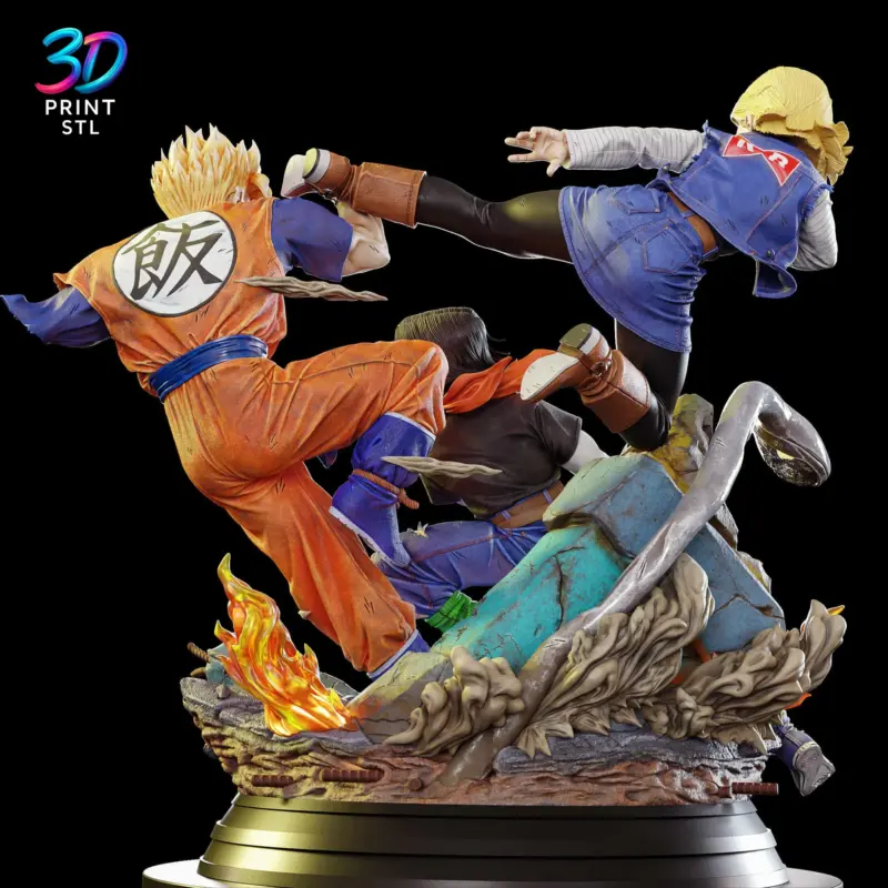 Future Gohan vs Androids Diorama Dragon Ball Z | 3D Print Model | STL - Image 2