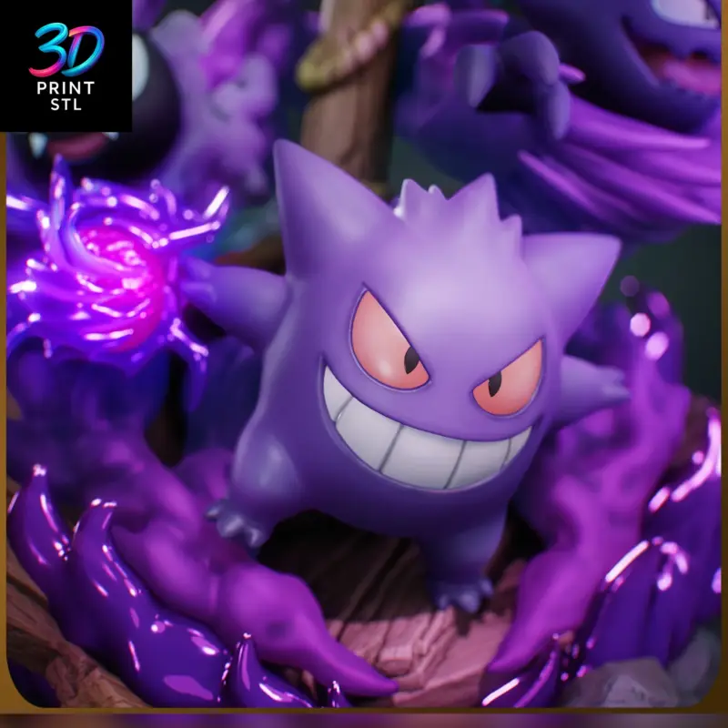 Gengar, Haunter & Gastly Diorama Pokémon | 3D Print Model | STL - Image 3