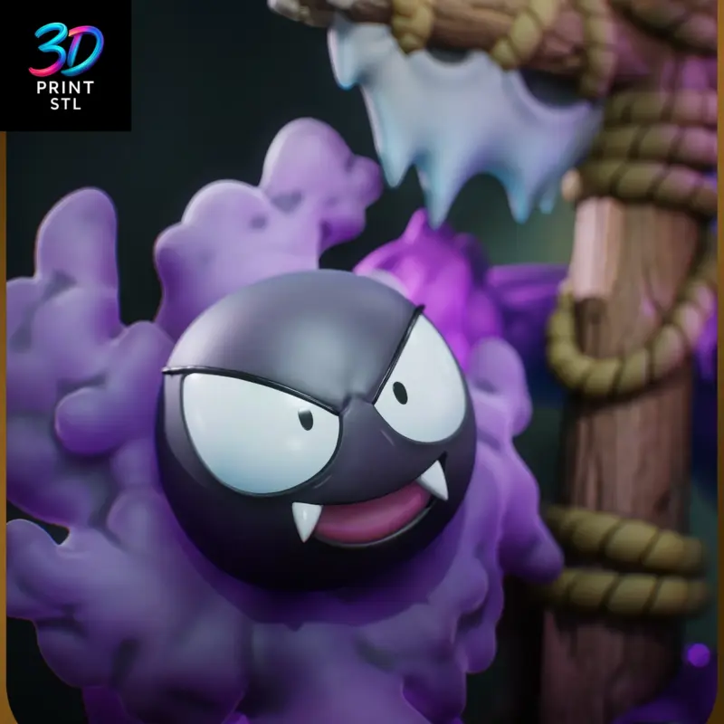 Gengar, Haunter & Gastly Diorama Pokémon | 3D Print Model | STL - Image 5