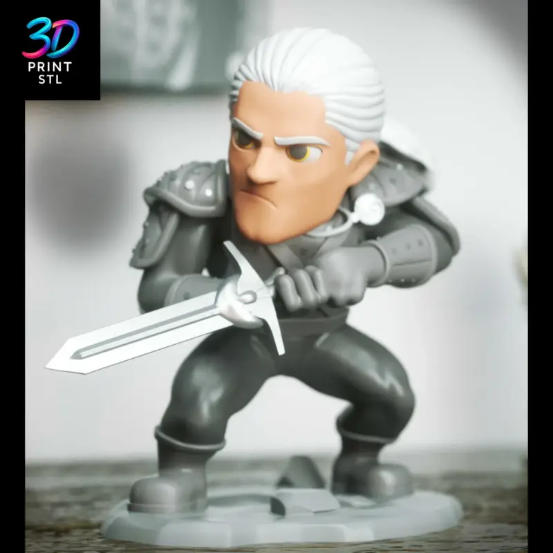 Geralt of Rivia Chibi The Witcher | 3D Print Model | STL