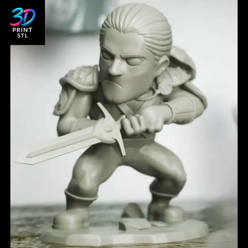 Geralt of Rivia Chibi The Witcher | 3D Print Model | STL - Image 2