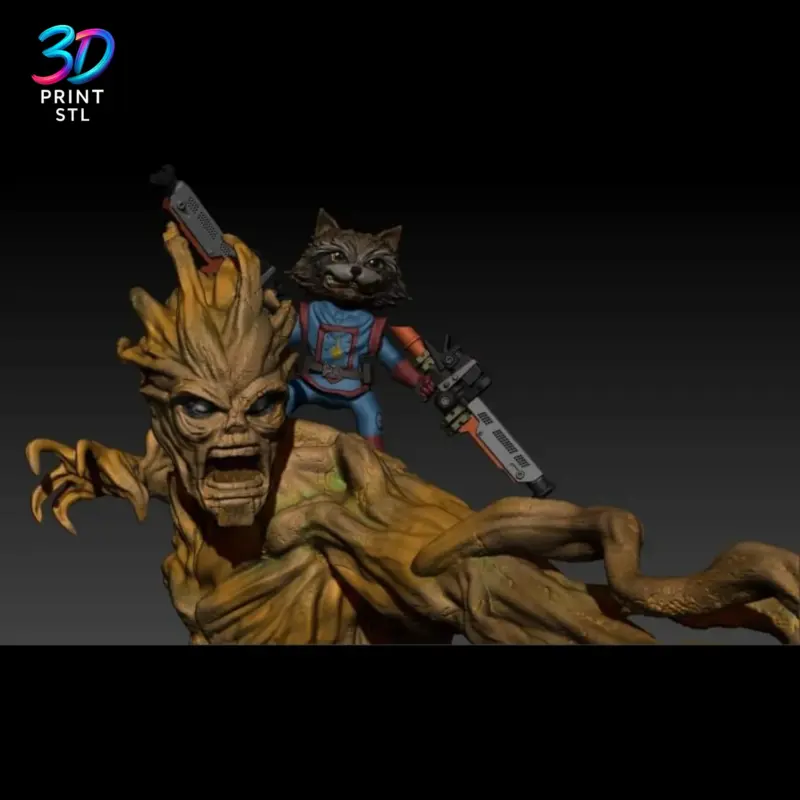 Groot & Rocket Diorama Guardians of the Galaxy | 3D Print Model | STL - Image 2