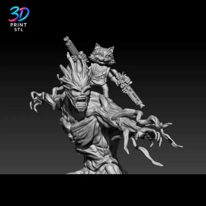 Groot & Rocket Diorama Guardians of the Galaxy | 3D Print Model | STL - Image 5