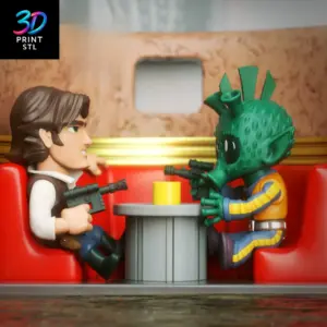 Han Solo vs Greedo Chibi Diorama Star Wars | 3D Print Model | STL