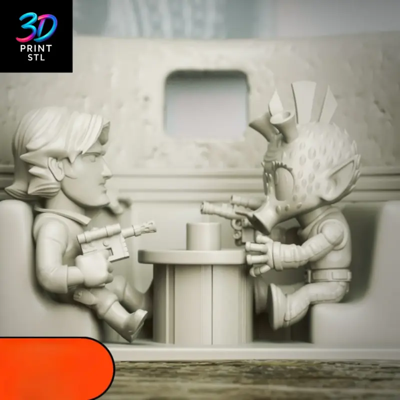 Han Solo vs Greedo Chibi Diorama Star Wars | 3D Print Model | STL - Image 4