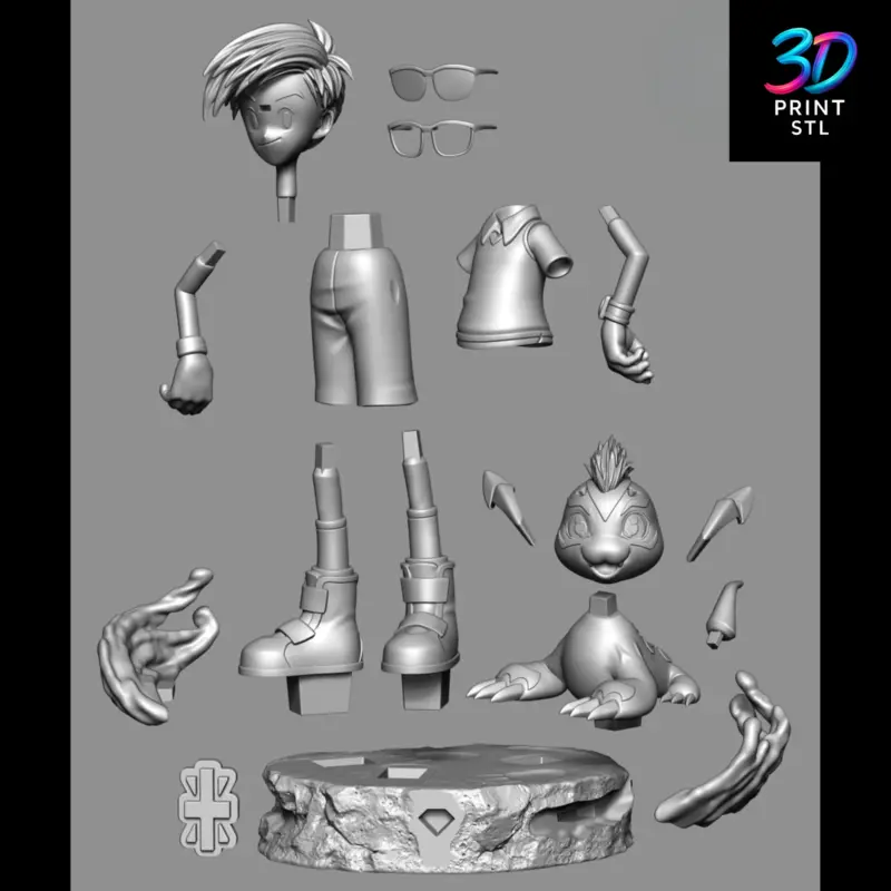 Joe & Gomamon Figure Digimon Adventure | STL File for 3D Printing - Image 8