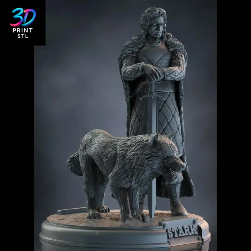 Jon Snow & Ghost Diorama Game of Thrones | STL File for 3D Printing