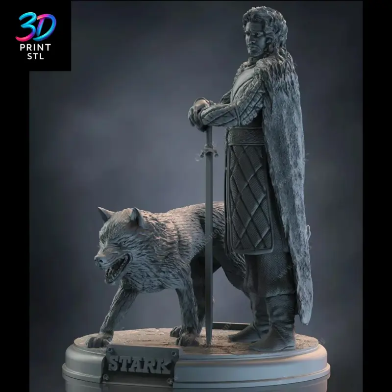 Jon Snow & Ghost Diorama Game of Thrones | STL File for 3D Printing - Image 2