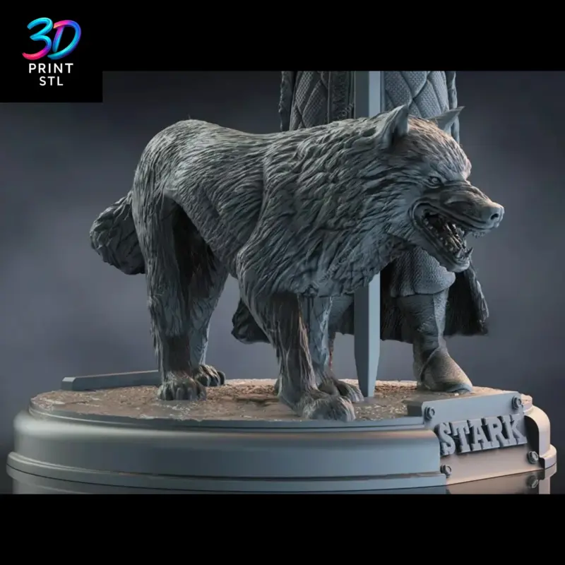 Jon Snow & Ghost Diorama Game of Thrones | STL File for 3D Printing - Image 3