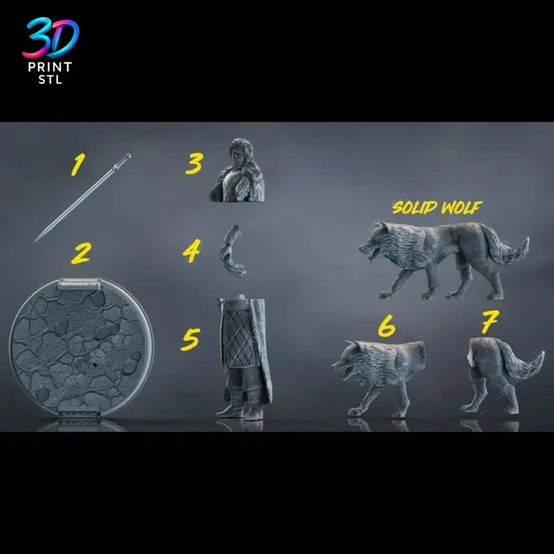 Jon Snow & Ghost Diorama Game of Thrones | STL File for 3D Printing - Image 4