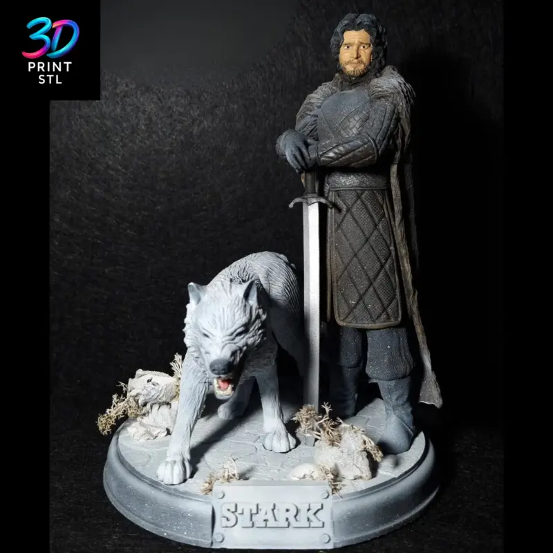 Jon Snow & Ghost Diorama Game of Thrones | STL File for 3D Printing - Image 5