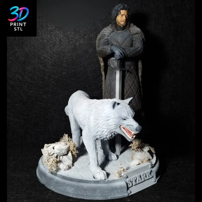 Jon Snow & Ghost Diorama Game of Thrones | STL File for 3D Printing - Image 6