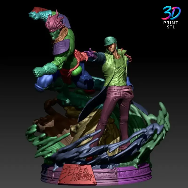 Jotaro Kujo & Star Platinum Diorama Jojo's | 3D Print Model | STL - Image 7