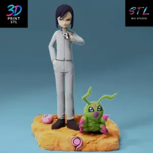 Ken Ichijouji & Wormmon Diorama Digimon Adventure 02 | 3D Print Model | STL