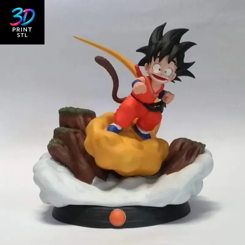 Kid Goku on Flying Nimbus Figure Dragon Ball | STL File for 3D Printing - Image 2