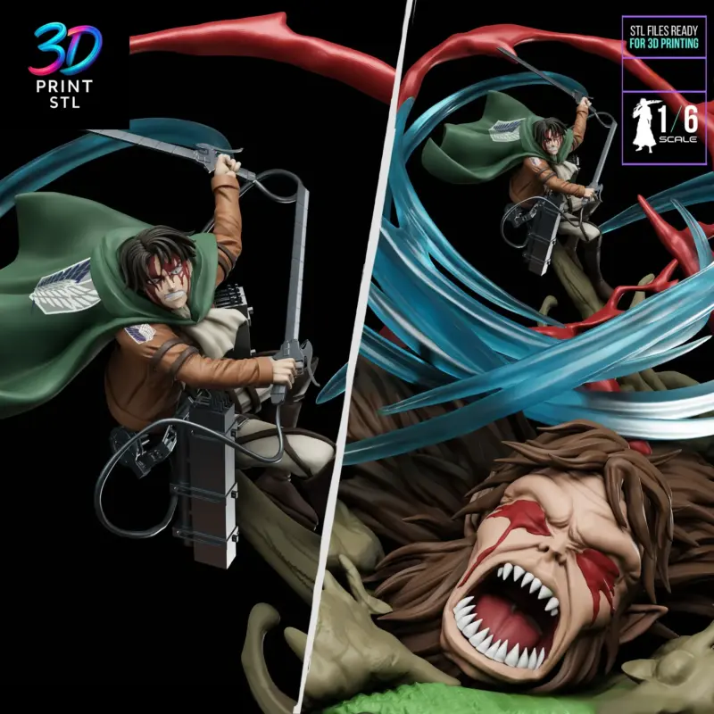 Levi vs Beast Titan Diorama Attack on Titan | STL for 3D Printers - Image 2
