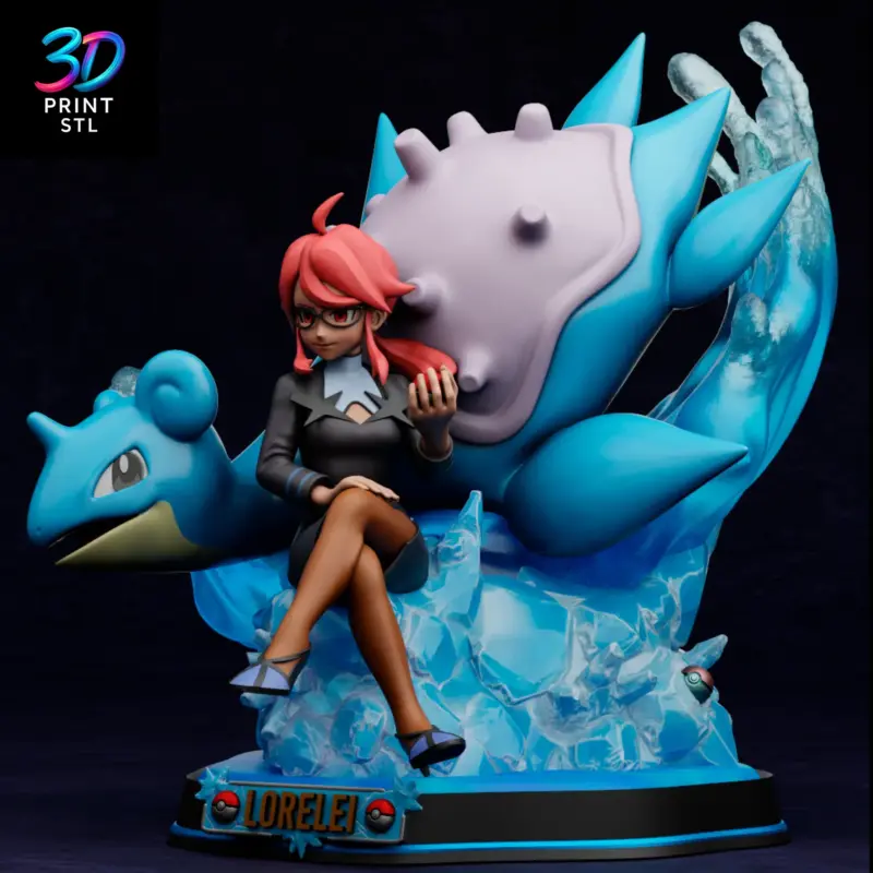 Lorelei & Lapras Pokémon | 3D Print File | STL - Image 2