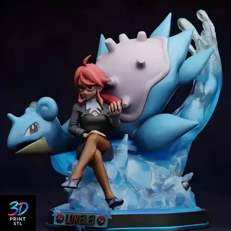 Lorelei and Lapras Pokémon | 3D Print Model | STL - Image 2