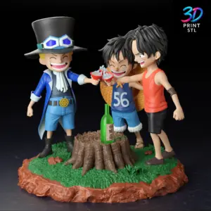 Luffy, Ace & Sabo Kids Diorama One Piece | 3D Print Model | STL