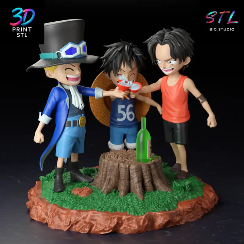 Luffy, Ace & Sabo Kids Diorama One Piece | 3D Print Model | STL - Image 2
