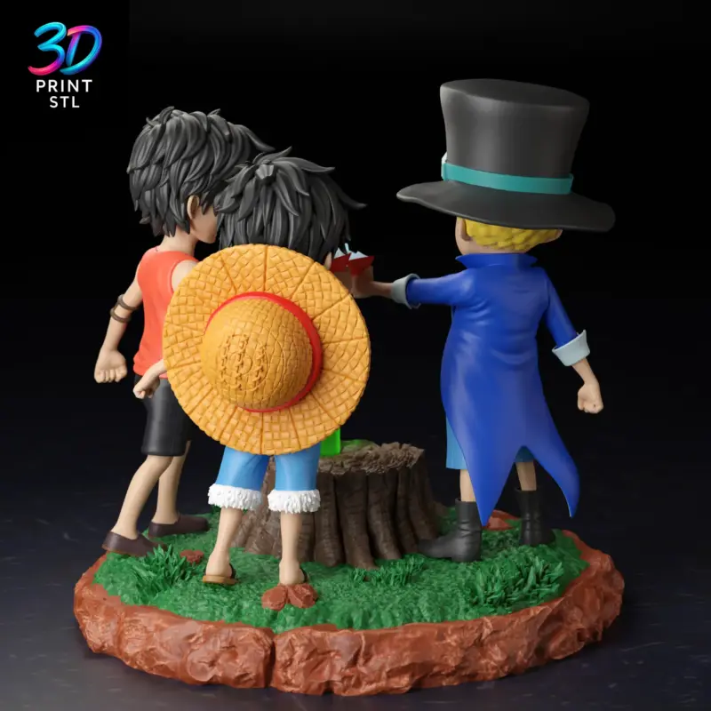 Luffy, Ace & Sabo Kids Diorama One Piece | 3D Print Model | STL - Image 4