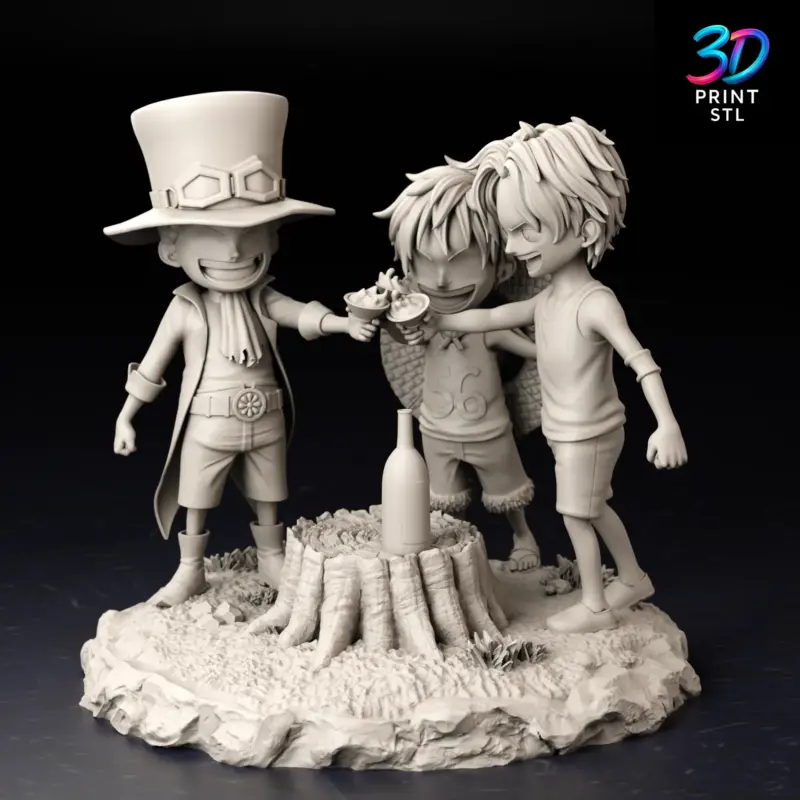 Luffy, Ace & Sabo Kids Diorama One Piece | 3D Print Model | STL - Image 5