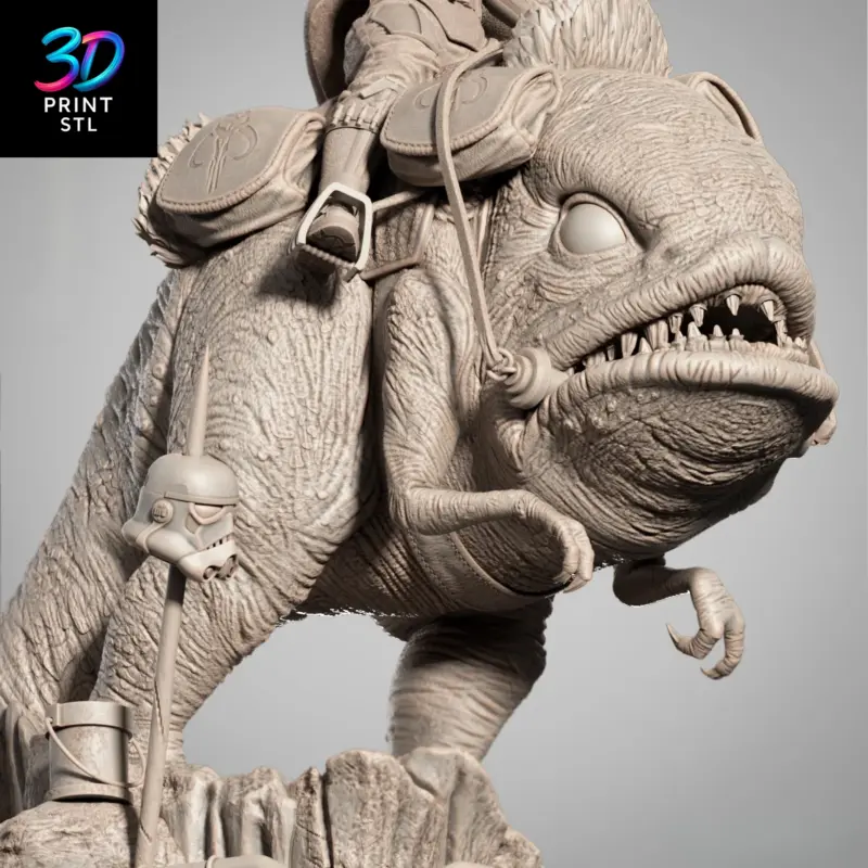 Mandalorian on Blurrg Figure Star Wars | 3D Print Model | STL - Image 4