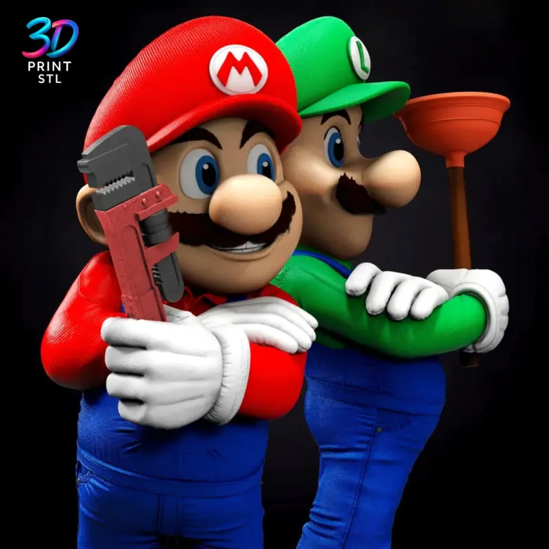 Mario & Luigi Super Mario Bros | 3D Print File | STL - Image 2