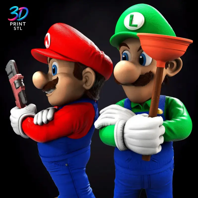 Mario & Luigi Super Mario Bros | 3D Print File | STL - Image 3